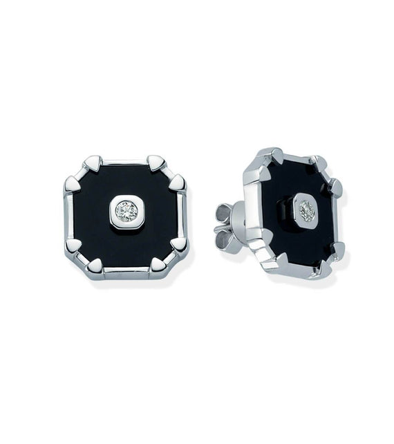 DARK SOLITAIRE SQUARE EARRINGS