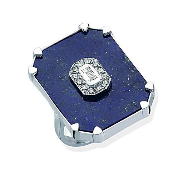 DEEPSEA LAPIS LAZULI DIAMOND RECTANGLE RING