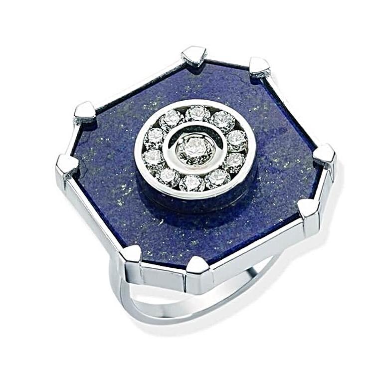 DEEPSEA LAPIS LAZULI DIAMOND SQUARE RING