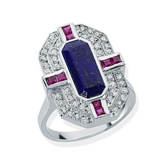 DEEPSEA LAPIS LAZULI DIAMOND & RUBY RING