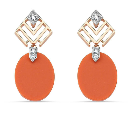 GEOMETRIA OVAL DIAMOND & CARNELIAN EARRINGS