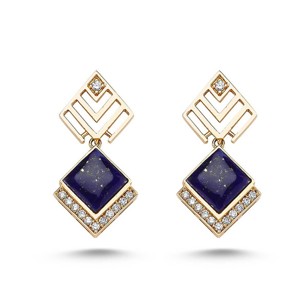GEOMETRIA DIAMOND & LAPIS LAZULI EARRINGS