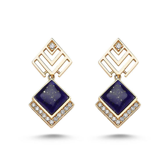 GEOMETRIA DIAMOND & LAPIS LAZULI EARRINGS