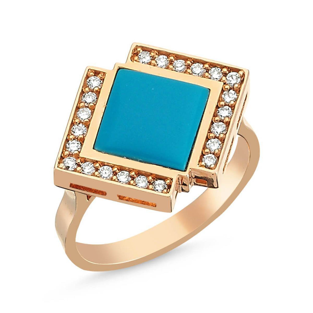 GEOMETRIA DIAMOND & TURQUOISE RING