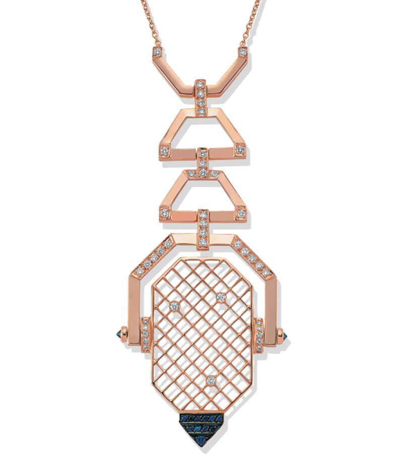 GEOMETRIA LARGE DECO STATEMENT NECKLACE ROSE GOLD