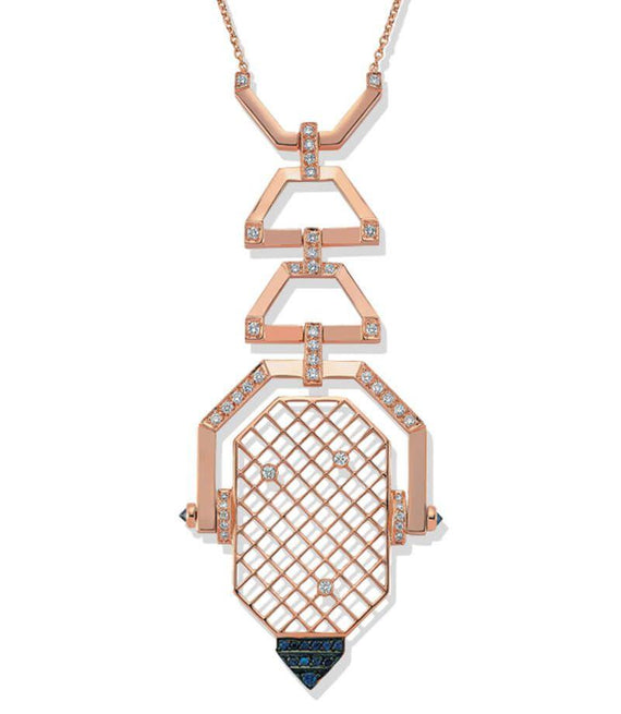 GEOMETRIA LARGE DECO STATEMENT NECKLACE ROSE GOLD