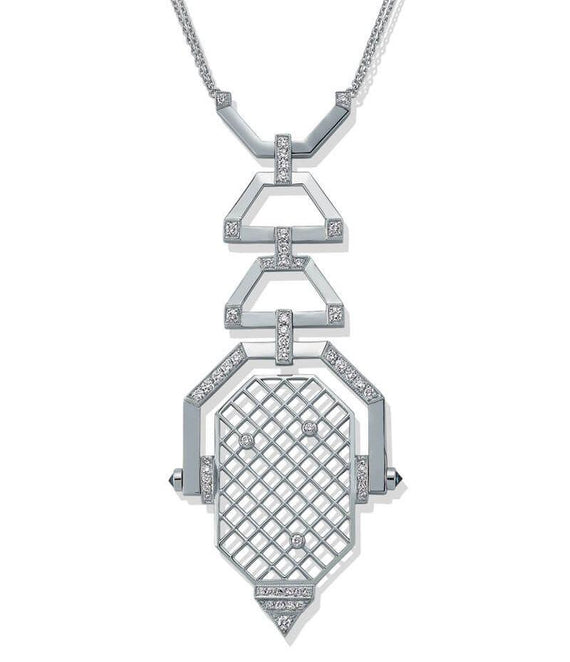 GEOMETRIA LARGE DECO STATEMENT NECKLACE WHITE GOLD