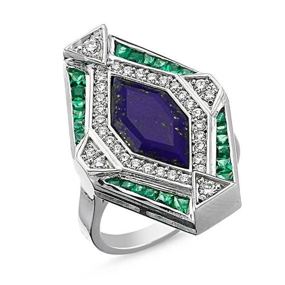 HARMONY LAPIS LAZULI & EMERALD RING