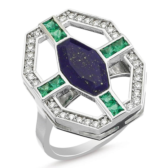 HARMONY LAPIS LAZULI & EMERALD PEEKABOO RING
