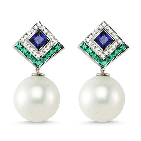 HARMONY DIAMOND SAPPHIRE PEARL EARRINGS