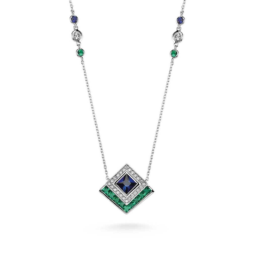 HARMONY DIAMOND EMERALD & SAPPHIRE NECKLACE