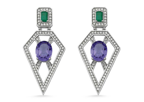 HARMONY STATEMENT TANZANITE & EMERALD EARRINGS