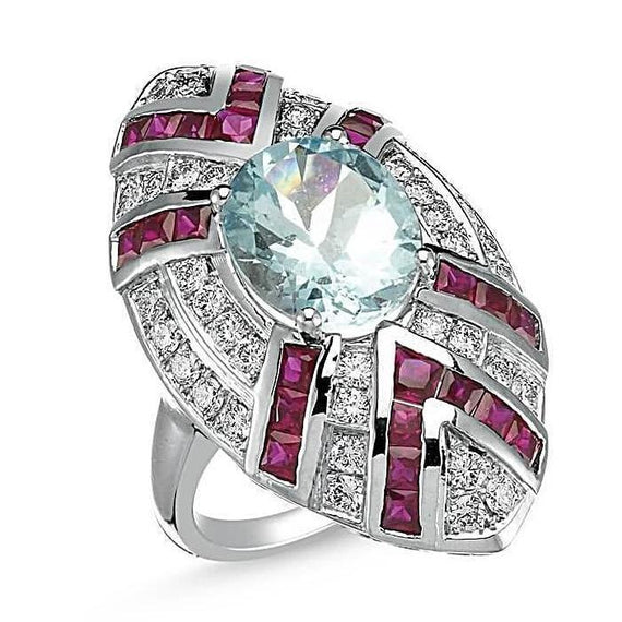 HARMONY STATEMENT RUBY & AQUA MARINE RING