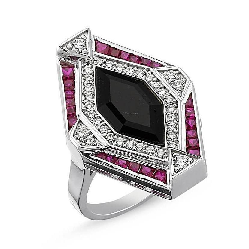 HARMONY ONYX & RUBY RING