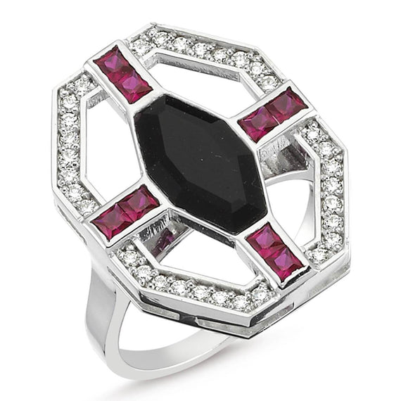 HARMONY ONYX & RUBY PEEKABOO RING