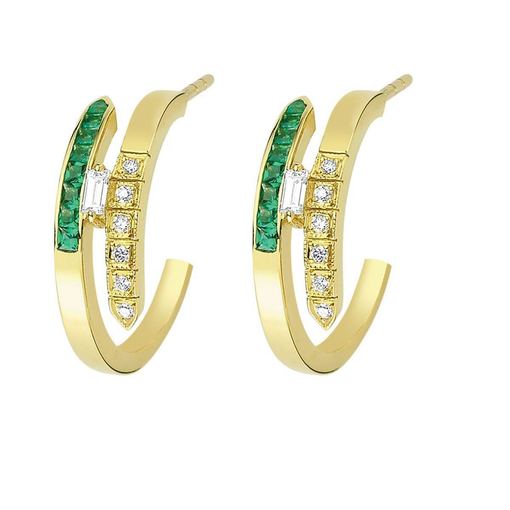 LOVE EMERALD ETERNITY HOOP EARRINGS