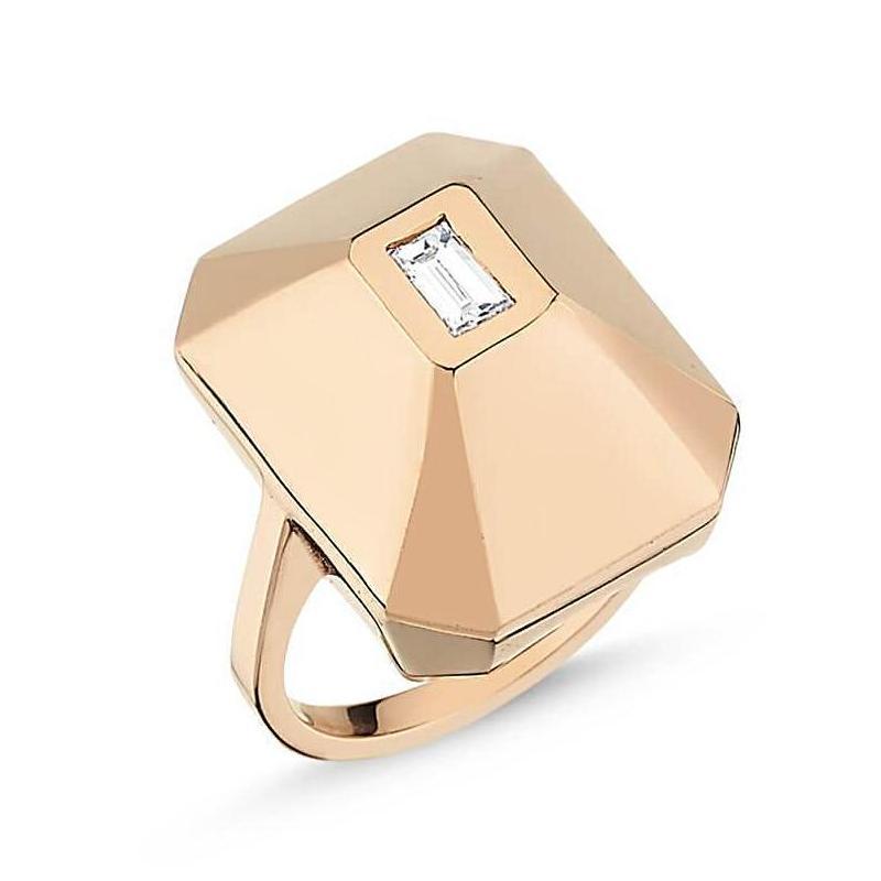 LUNA LUCE GOLD PYRAMID BAGUETTE RING