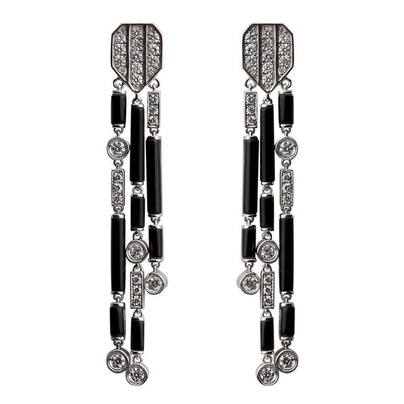 LUNA LUCE ONYX & DIAMOND LINE EARRINGS