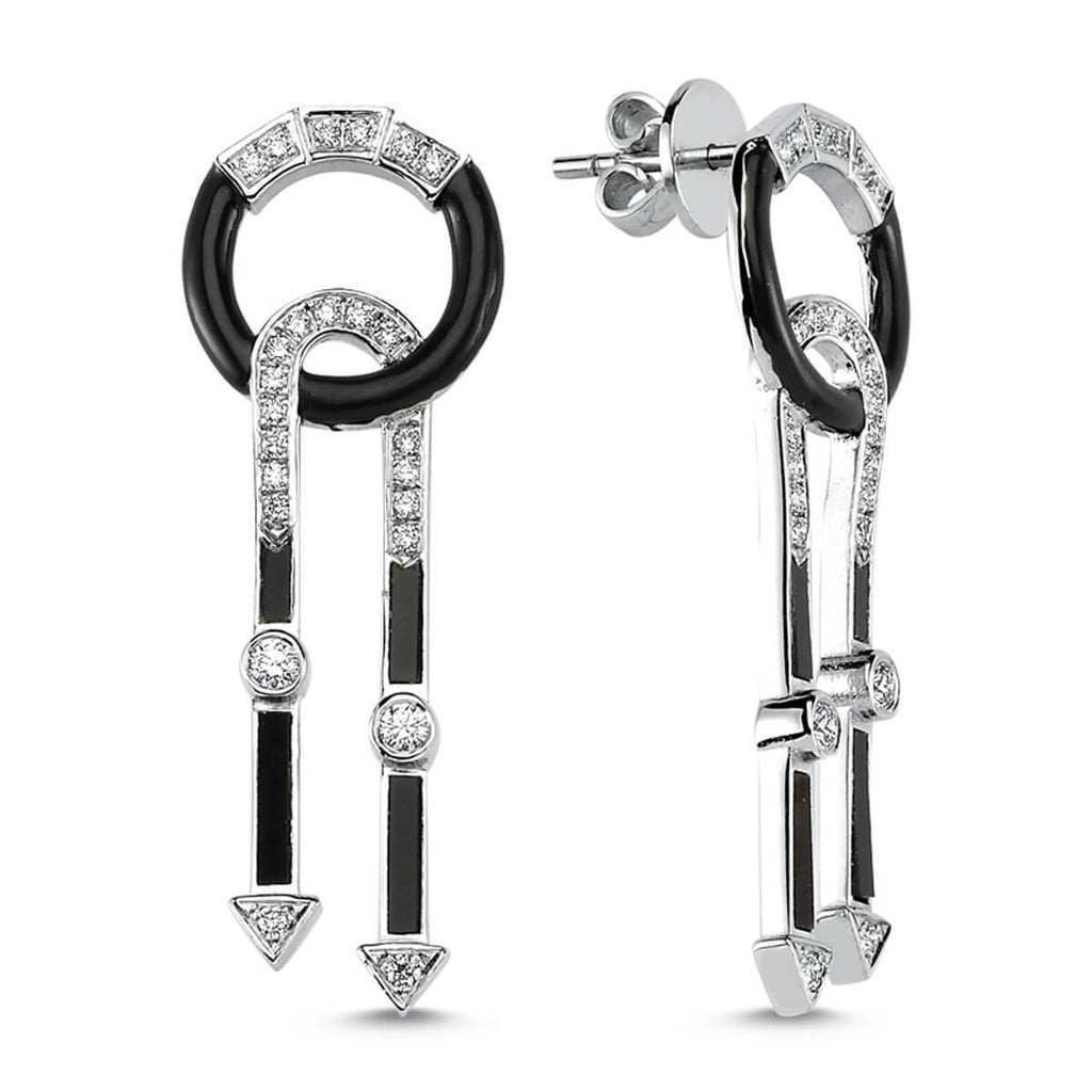 LUNA LUCE ONYX & DIAMOND DROP EARRINGS