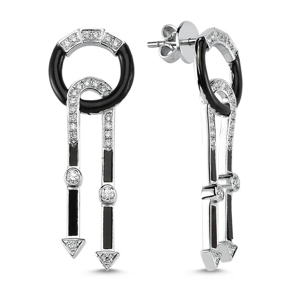 LUNA LUCE ONYX & DIAMOND DROP EARRINGS