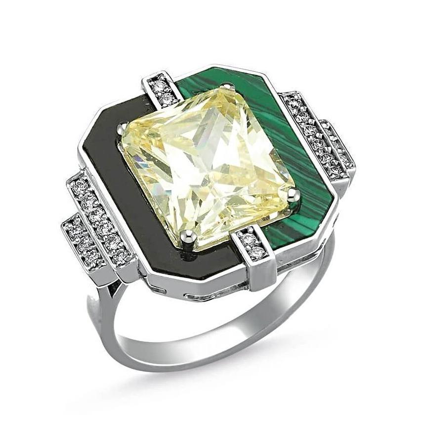 LUNA LUCE ONYX MALACHITE &YELLOW TOPAZ RING