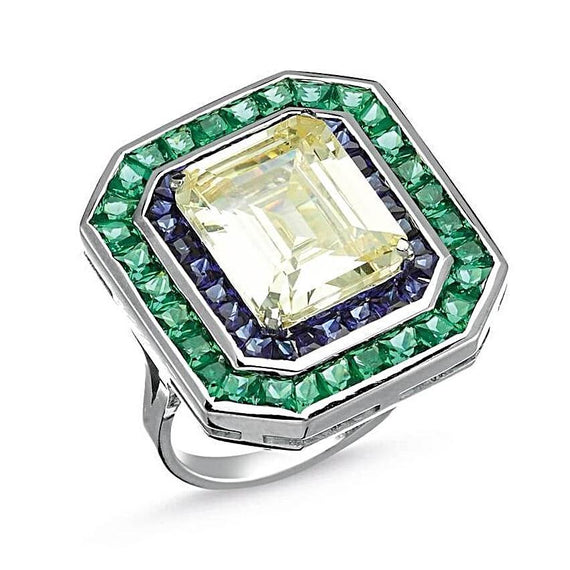 LUNA LUCE EMERALD & SAPPHIRE YELLOW TOPAZ RING