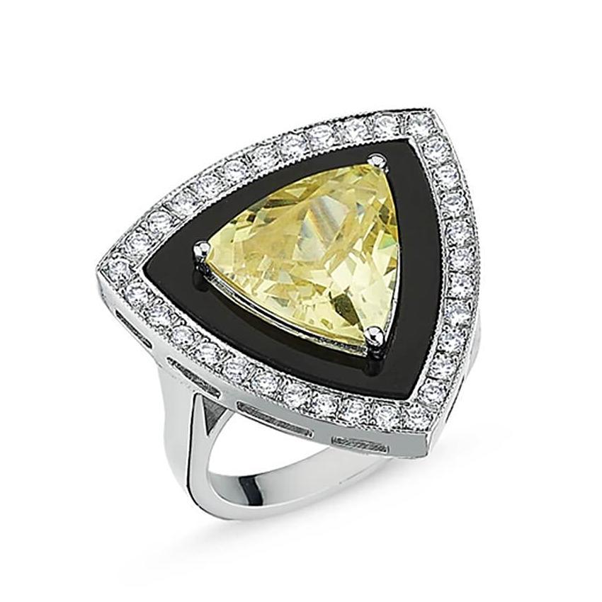 LUNA LUCE TRI ONYX & YELLOW TOPAZ RING