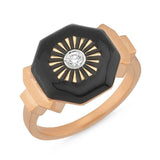 MATISSE MATTE GOLD ONYX SOLITAIRE CIRCLE RING