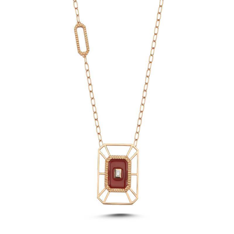 MATISSE CARNELIAN ELONGATED RECTANGLE NECKLACE