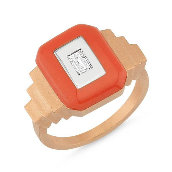 MATISSE MATTE GOLD CARNELIAN BAGETTE RING