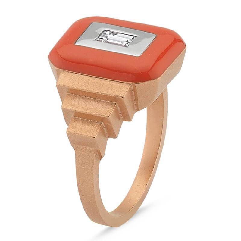 MATISSE MATTE GOLD CARNELIAN BAGETTE RING