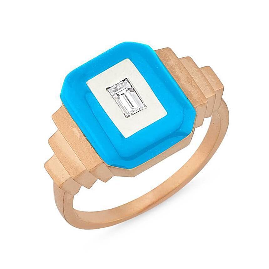 MATISSE MATTE GOLD TURQUOISE BAGETTE RING