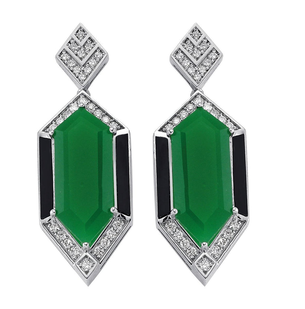 QUEENSLAND ONYX JADE & DIAMOND EARRINGS