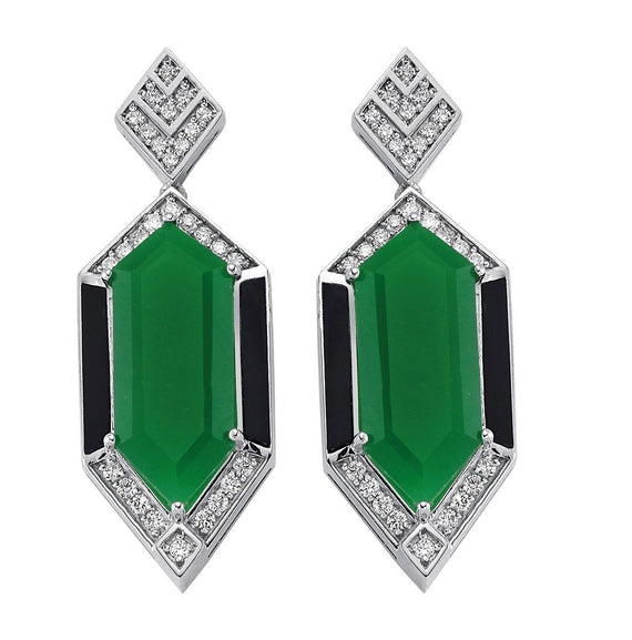 QUEENSLAND ONYX JADE & DIAMOND EARRINGS
