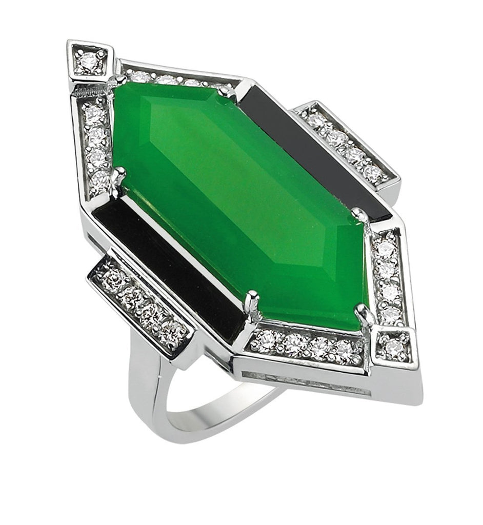 QUEENSLAND ONYX JADE & DIAMOND RING
