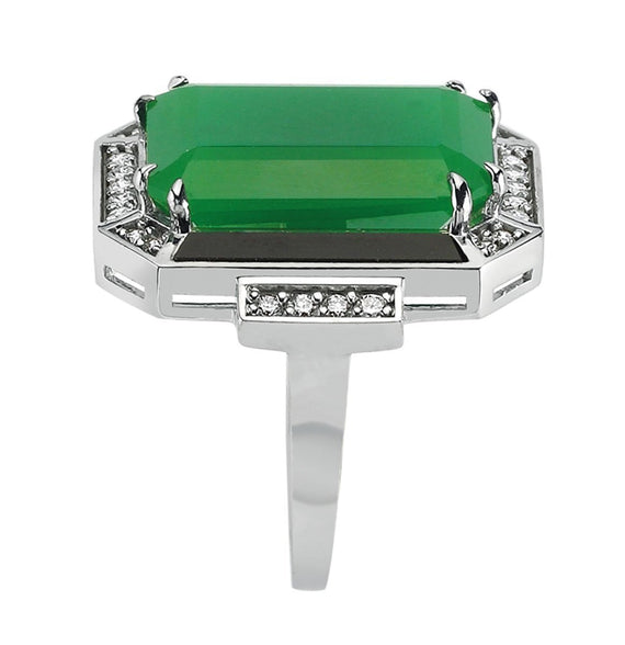 QUEENSLAND RECTANGLE ONYX JADE & DIAMOND RING
