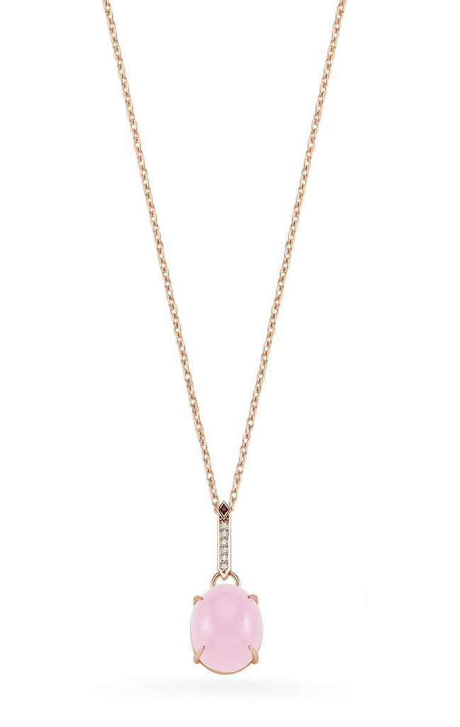 SKY DIAMOND RUBY ROSE QUARTZ NECKLACE