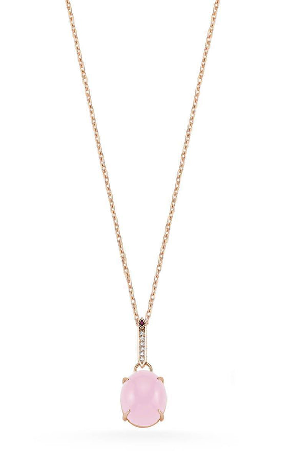 SKY DIAMOND RUBY ROSE QUARTZ NECKLACE