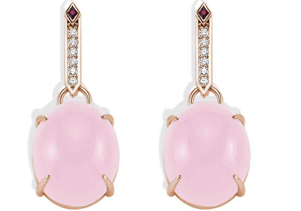 SKY DIAMOND RUBY ROSE QUARTZ EARRINGS