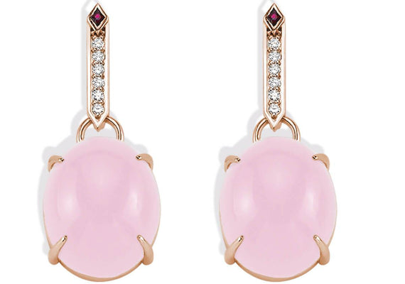 SKY DIAMOND RUBY ROSE QUARTZ EARRINGS