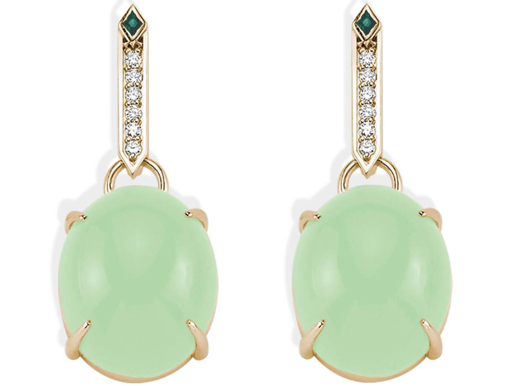 SKY DIAMOND EMERALD GREEN QUARTZ EARRINGS